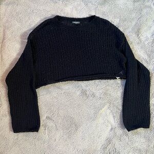 Black Cropped Knit Sweater